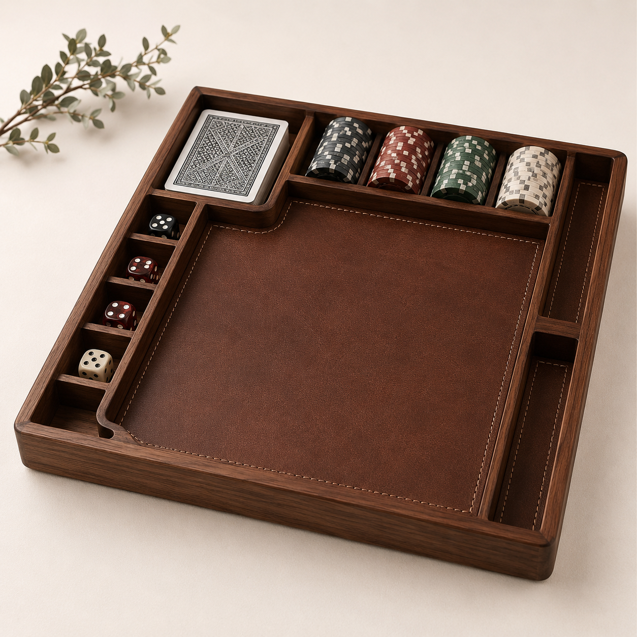 Handmade Walnut Poker & Dice Tray