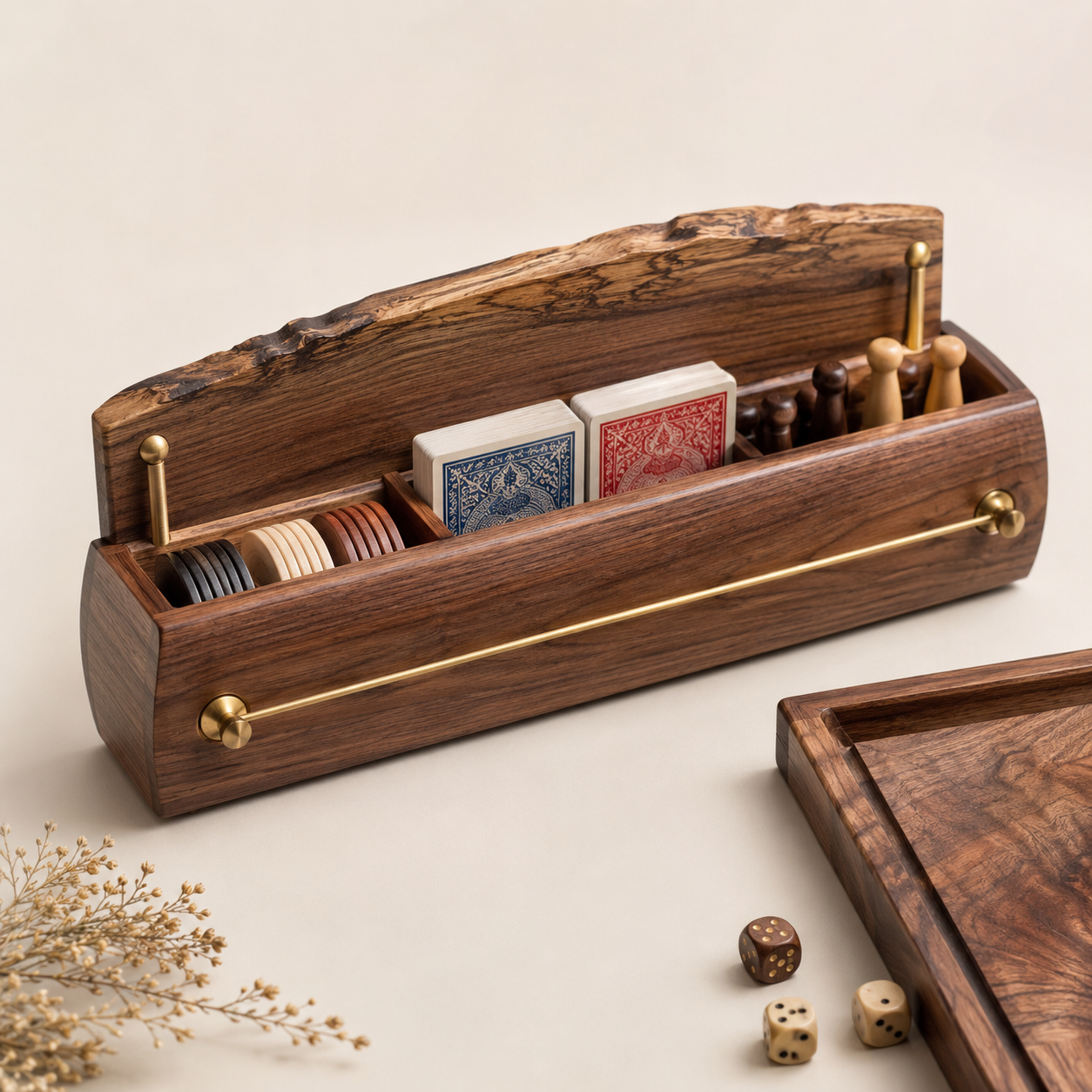 Handmade Walnut Poker & Dice Tray