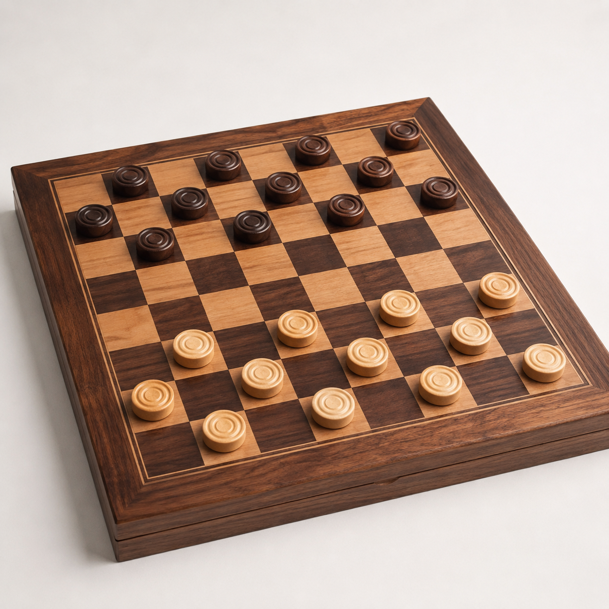 Handmade Walnut & Maple Checkers Set