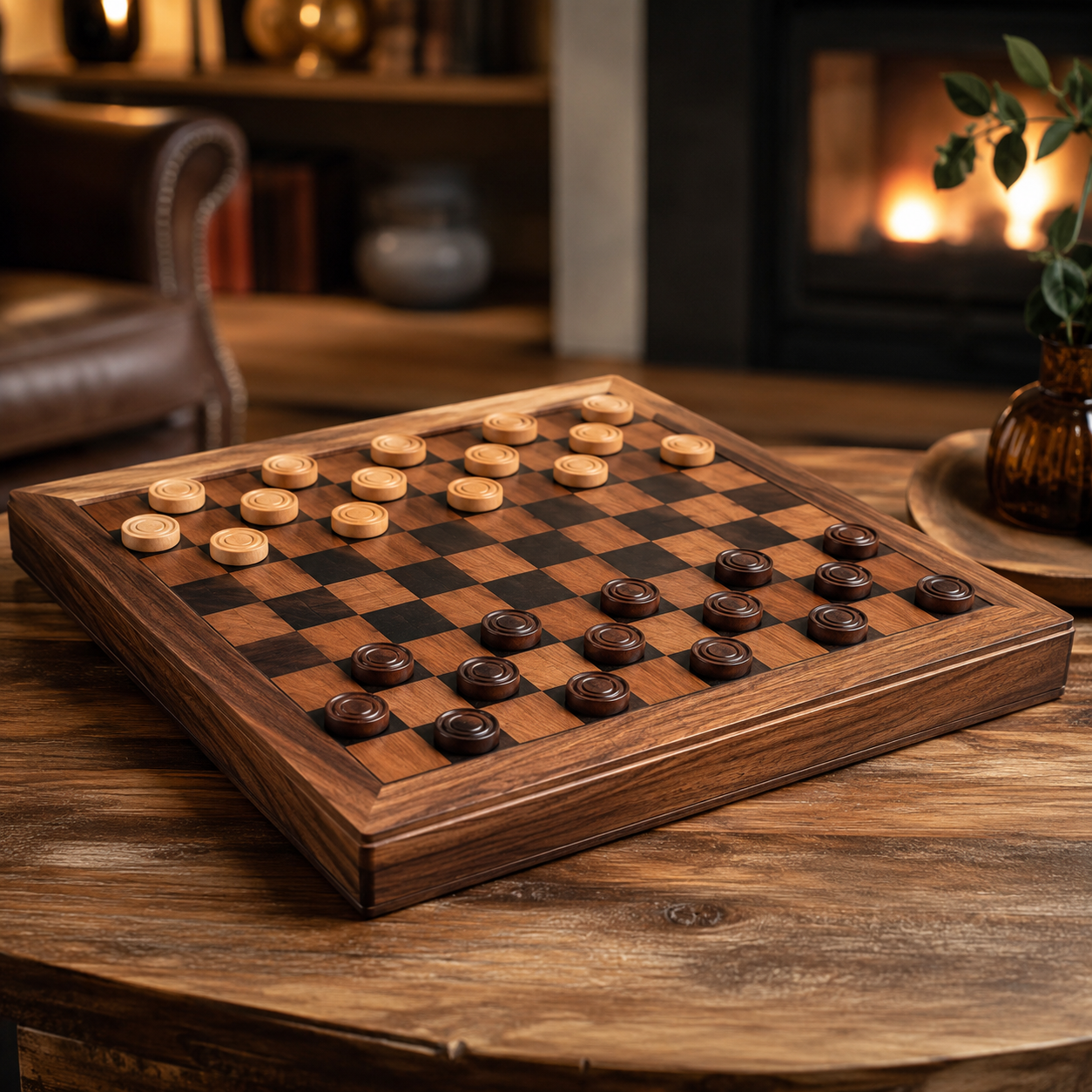 Handmade Walnut & Maple Checkers Set